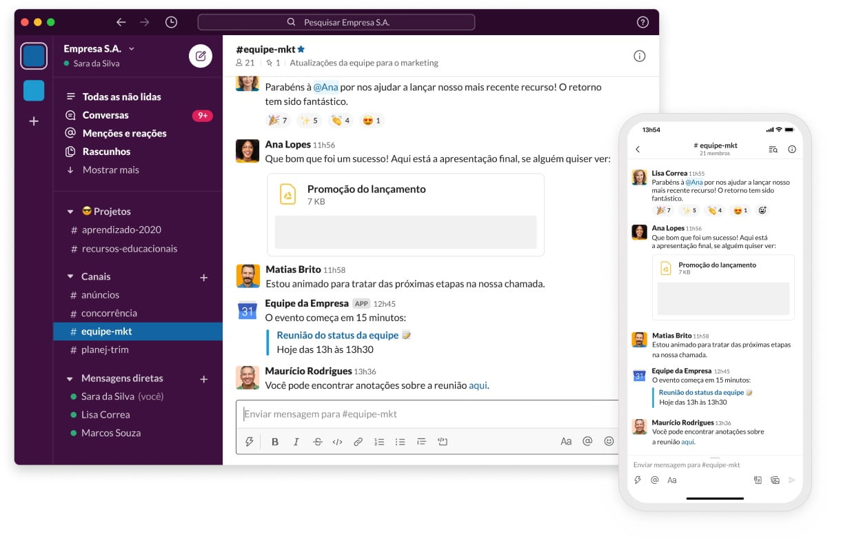 Slack: é uma plataforma de comunicação que pode ajudá-lo a se comunicar com sua equipe.