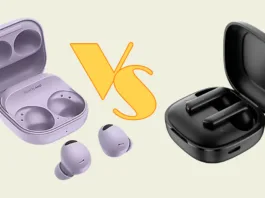 Comparativo entre Galaxy Buds2 Pro e QCY HT05, dois fones Bluetooth com cancelamento de ruído ativo.