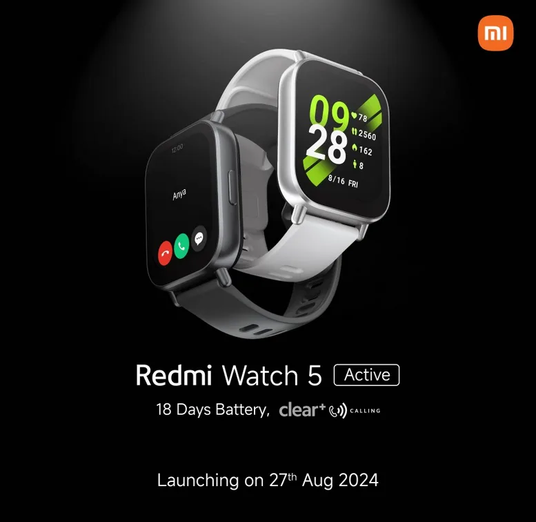 Redmi Watch 5 Active será lançado em 27 de agosto na Índia